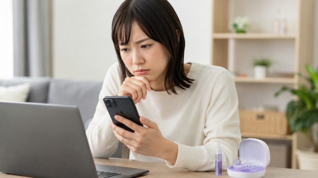 アクニーホワイトニングの口コミが怪しいかスマホとパソコンで確認する日本人女性