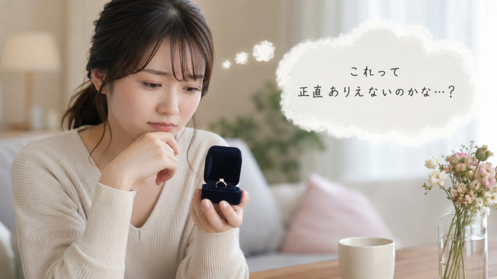 彼氏からもらった婚約指輪にこれで本当によかったのか不安に思う女性